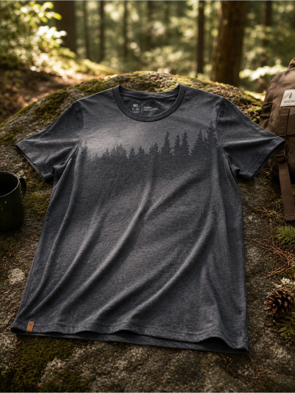 tentree Men's Charcoal Forest Graphic Crew Tee